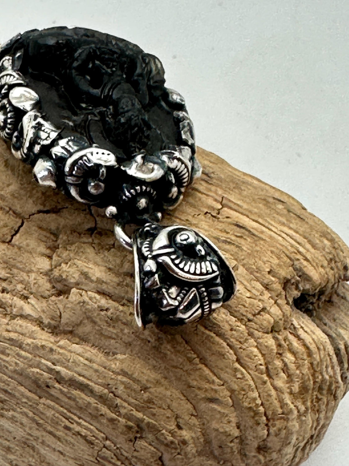 Moldabite medicine Buddha , extremely rare master handcrafted with sterling silver