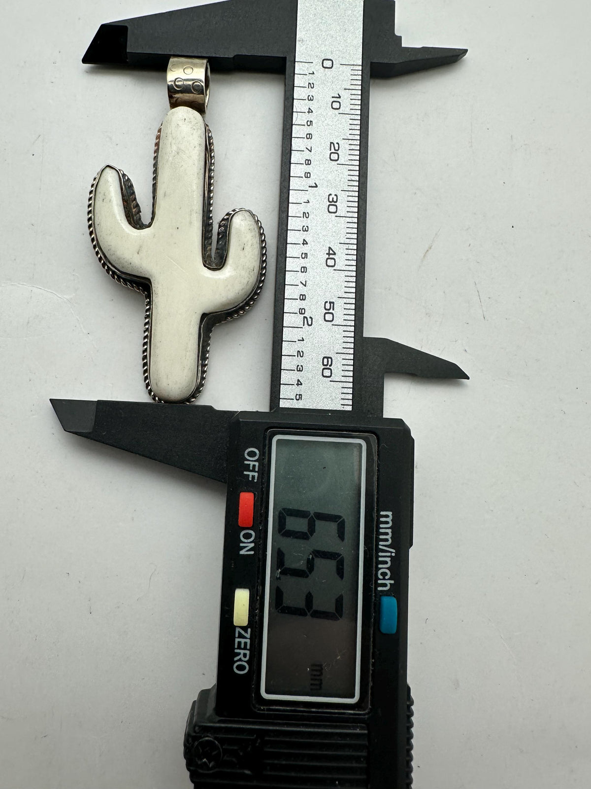 Handcrafted, bone carved cactus pendant,Tibetan silver,65X35mm