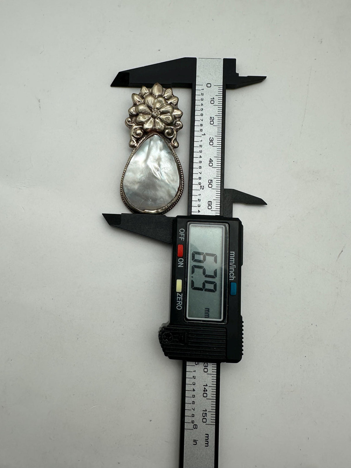 Handcrafted, mother of pearl, tear drop pendant, flower,tibetan silver, floral design,62.9X29.5mm