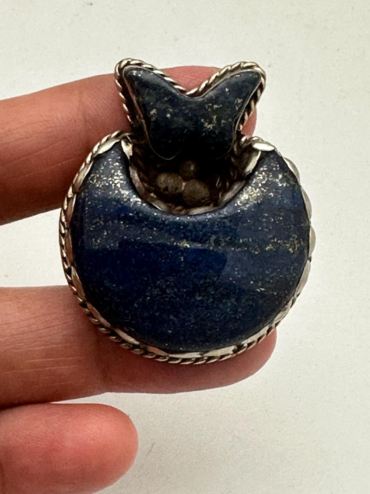Handcrafted moon ring, lapis lazuli, crescent moon, butterfly, Tibetan silver, artisan ring, adjustable