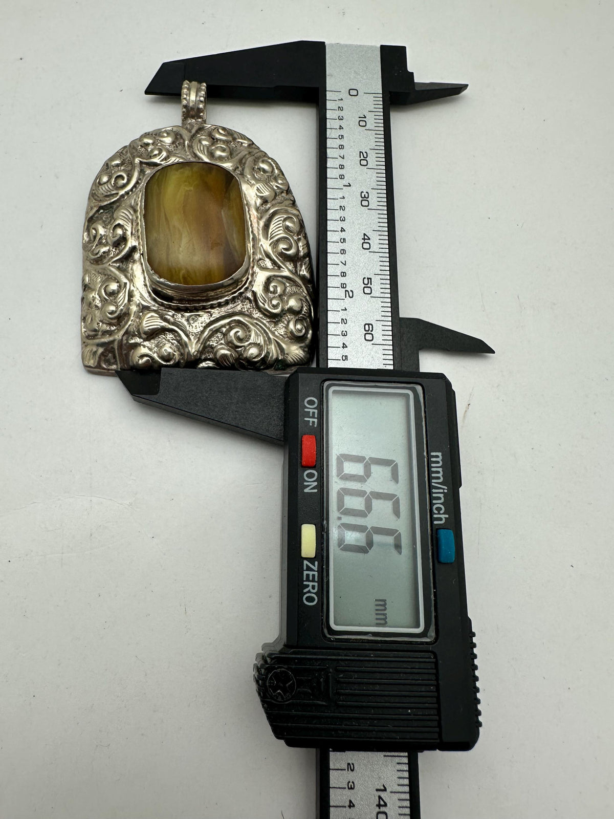 Handcrafted, yellow agate,Tibetan silver, Tibetan design, ethnic style,66.6mmX48.3mm
