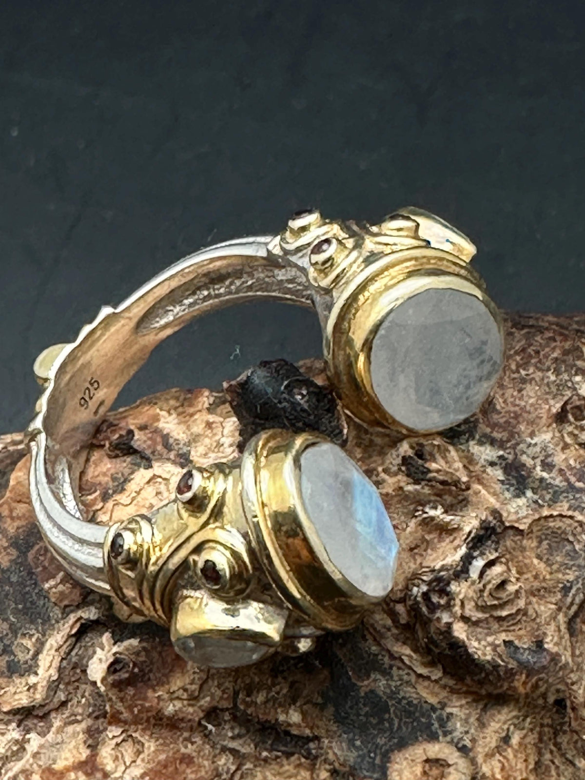 Moon stone ring , master handcrafted with sterling silver with gold plate