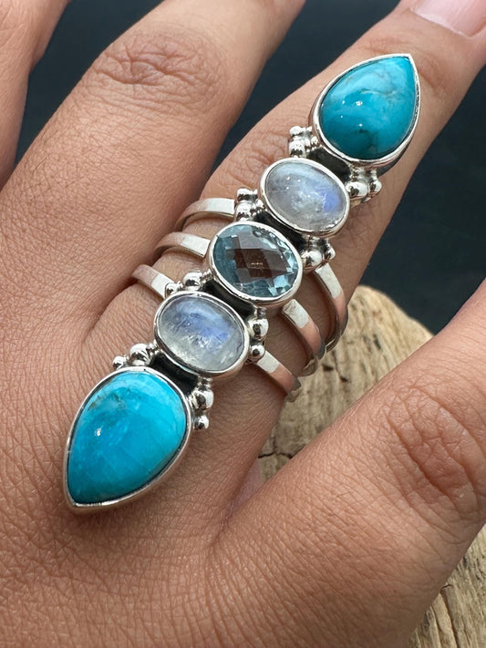 Master handcrafted turquoise with moon stone and topaz with. Sterling silver