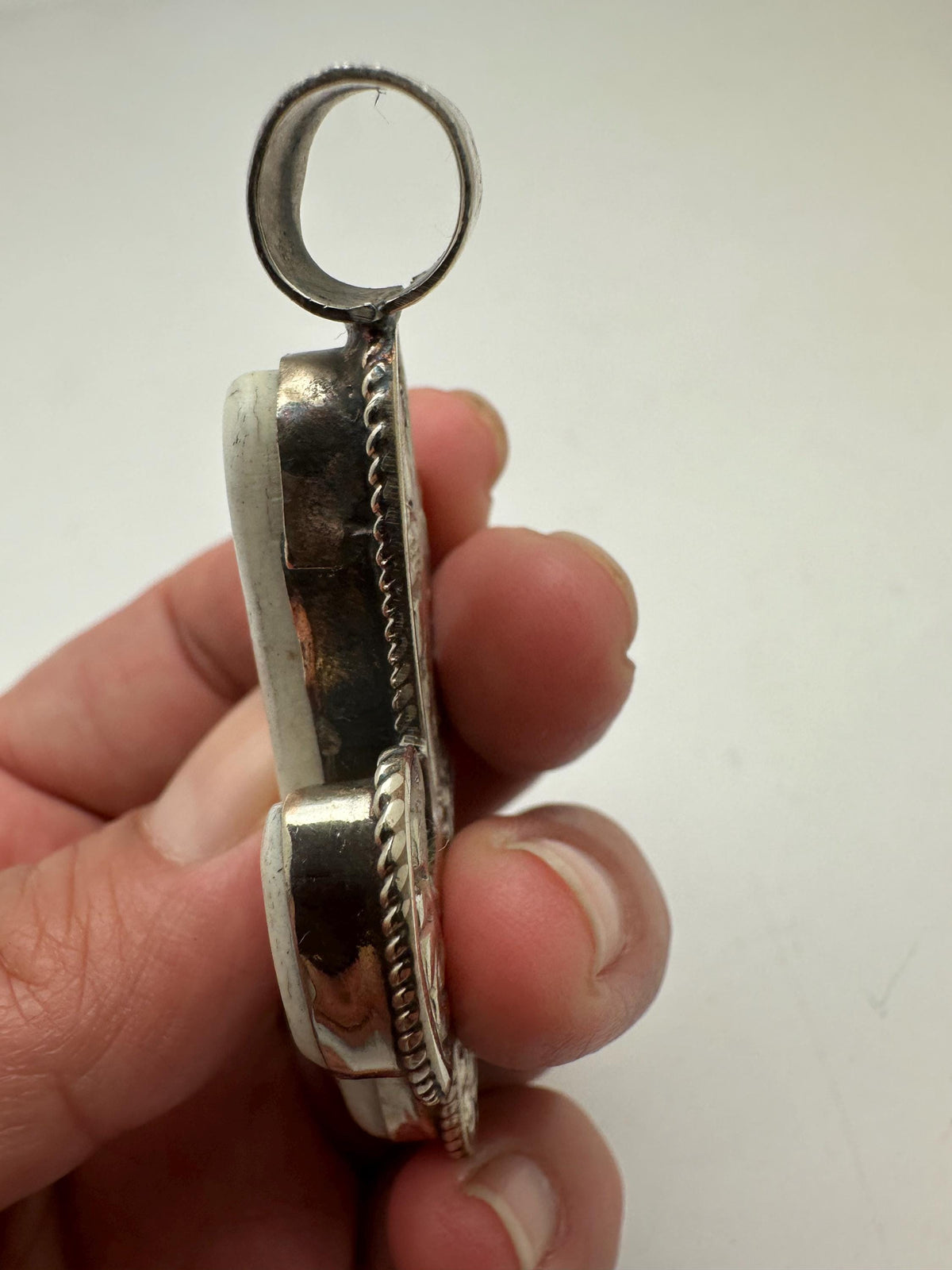 Handcrafted, bone carved cactus pendant,Tibetan silver,65X35mm
