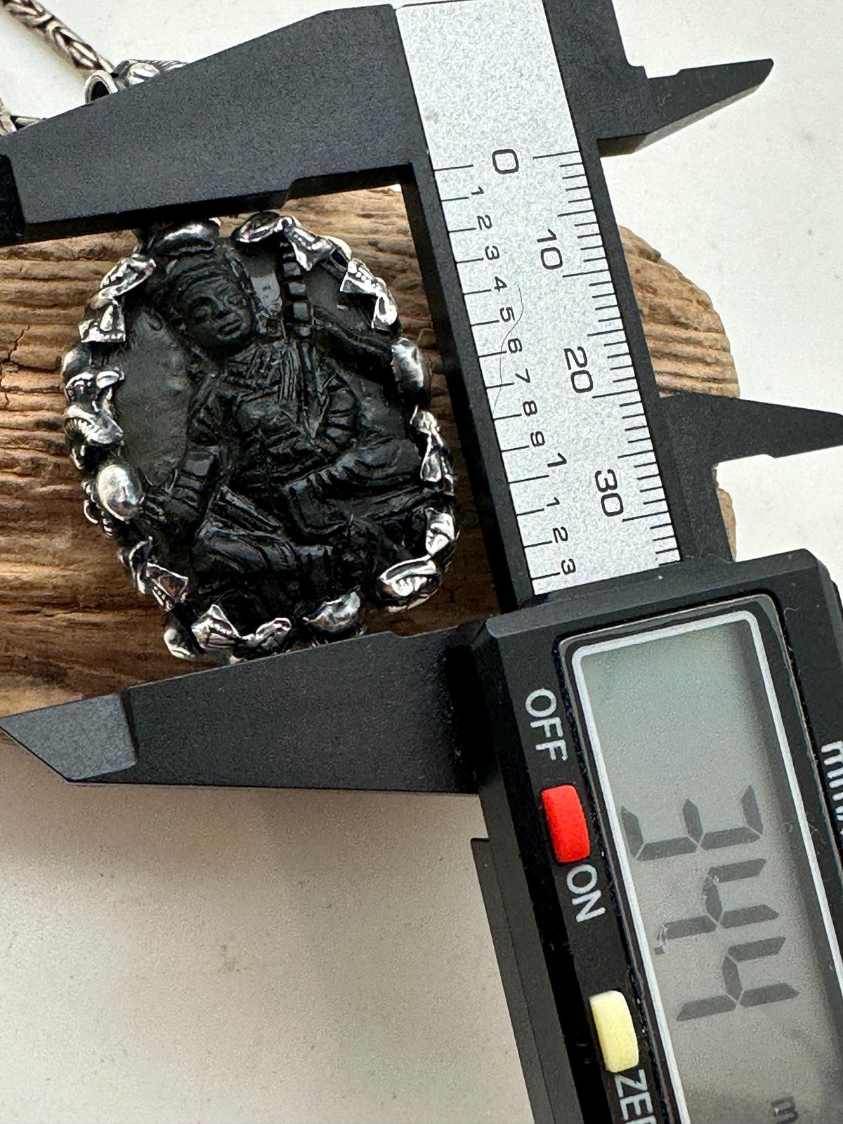 Moldavite guru padma sambhava , extremely rare master handcrafted with sterling silver