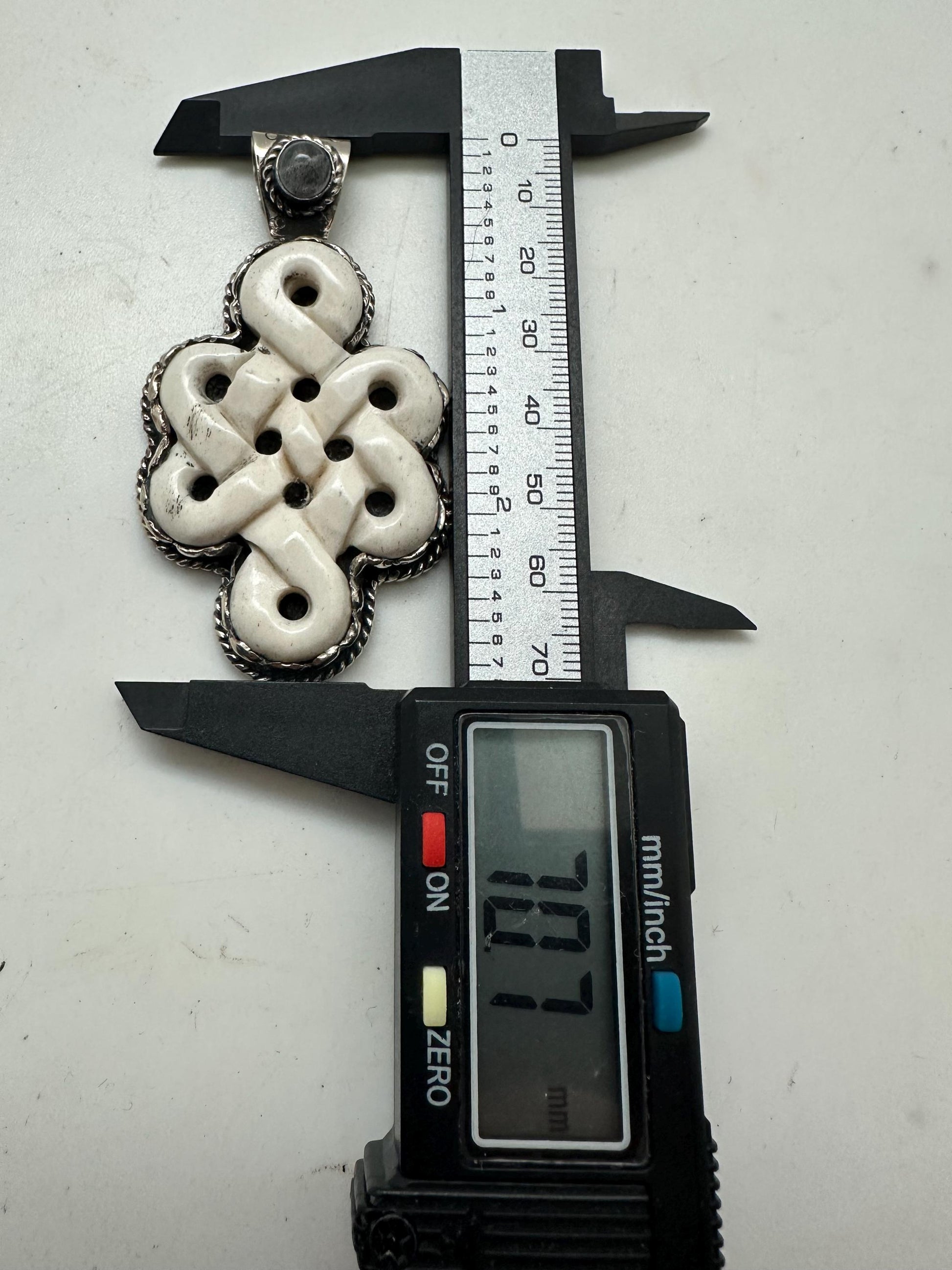 Handcrafted, bone carved endless knot, Tibetan silver, Tibetan Endless Loop Symbol Necklace, Spiritual Protection Jewelry