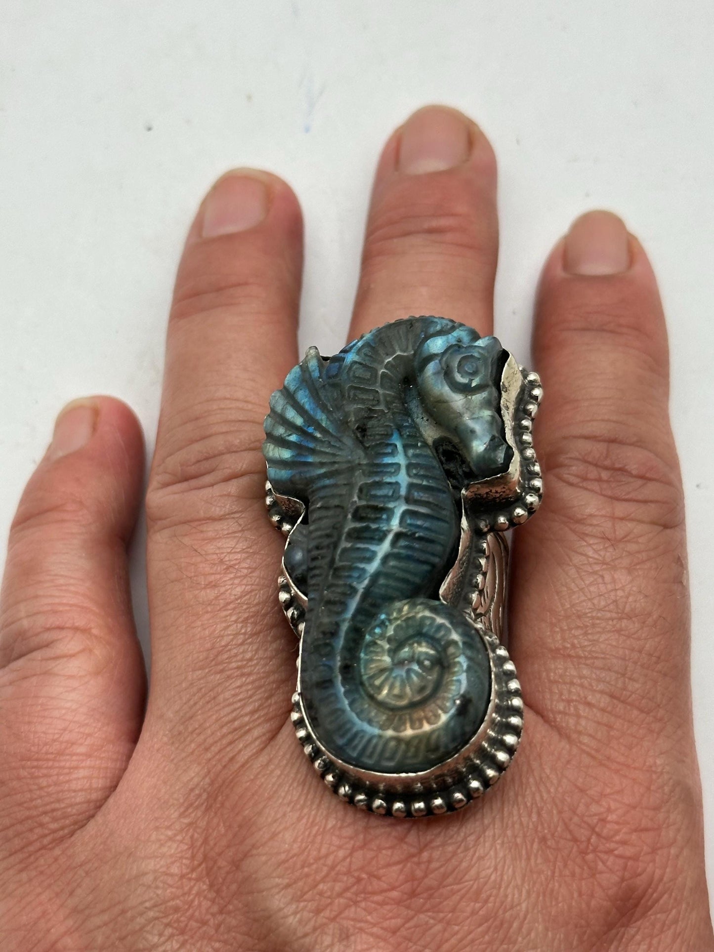large labradorite carved ring, handcrafted,tibetan silver, adjustable