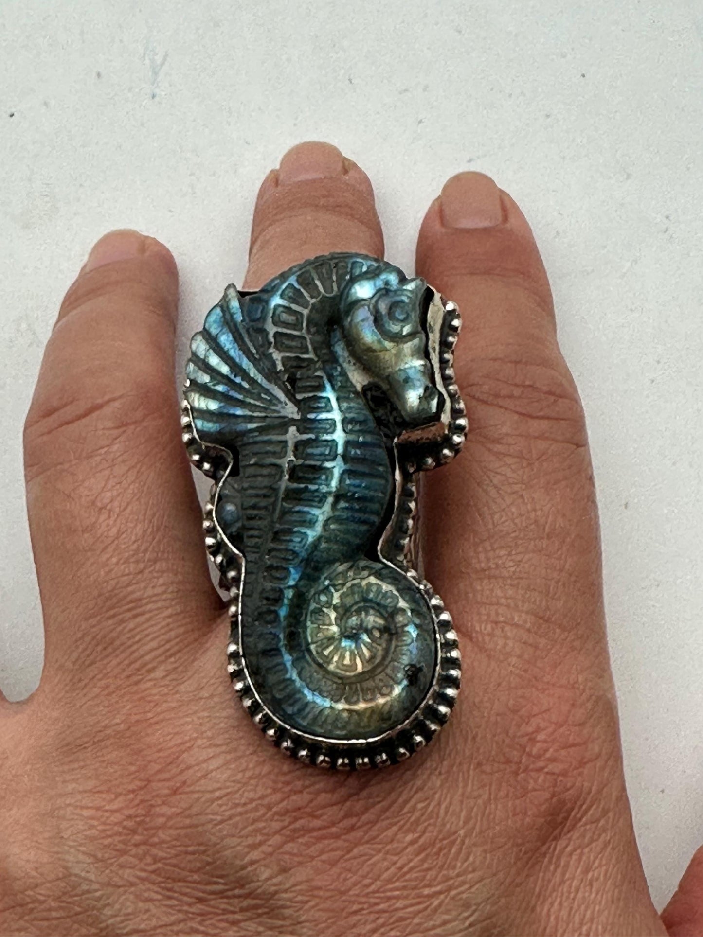 large labradorite carved ring, handcrafted,tibetan silver, adjustable