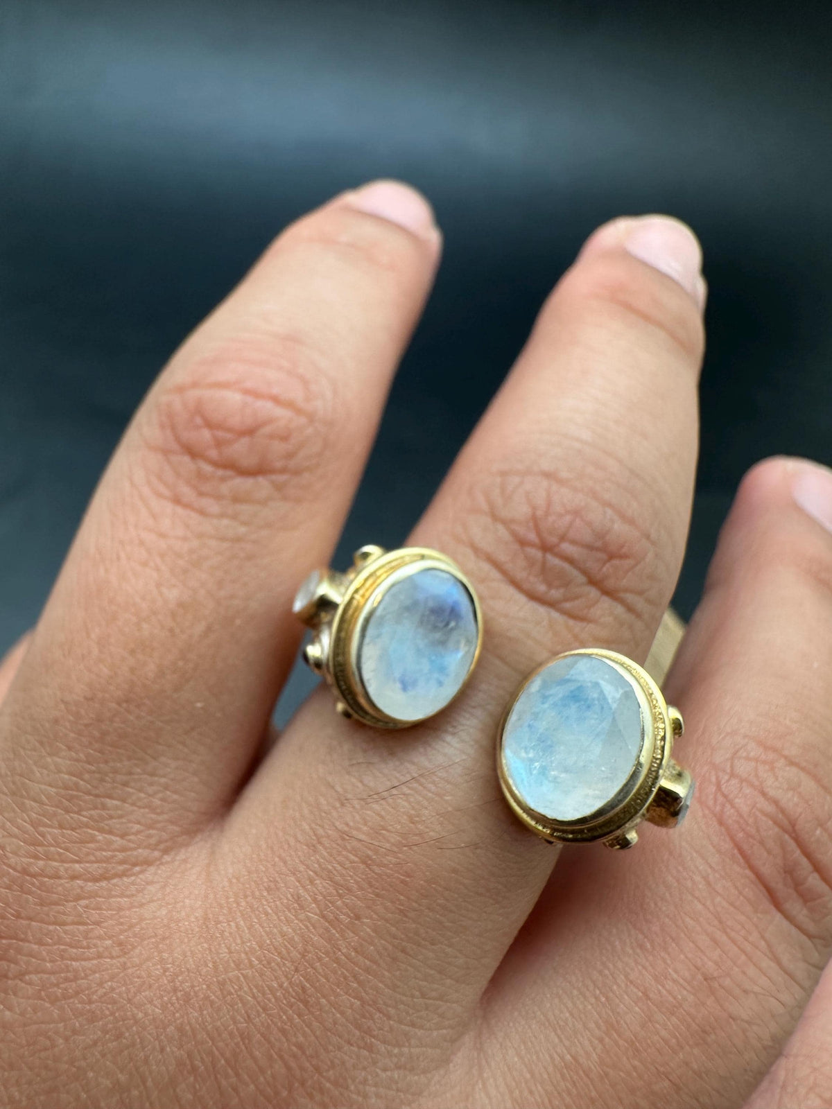 Moon stone ring , master handcrafted with sterling silver with gold plate
