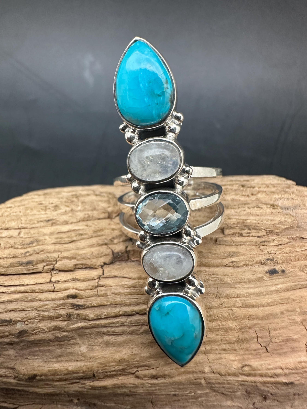 Master handcrafted turquoise with moon stone and topaz with. Sterling silver