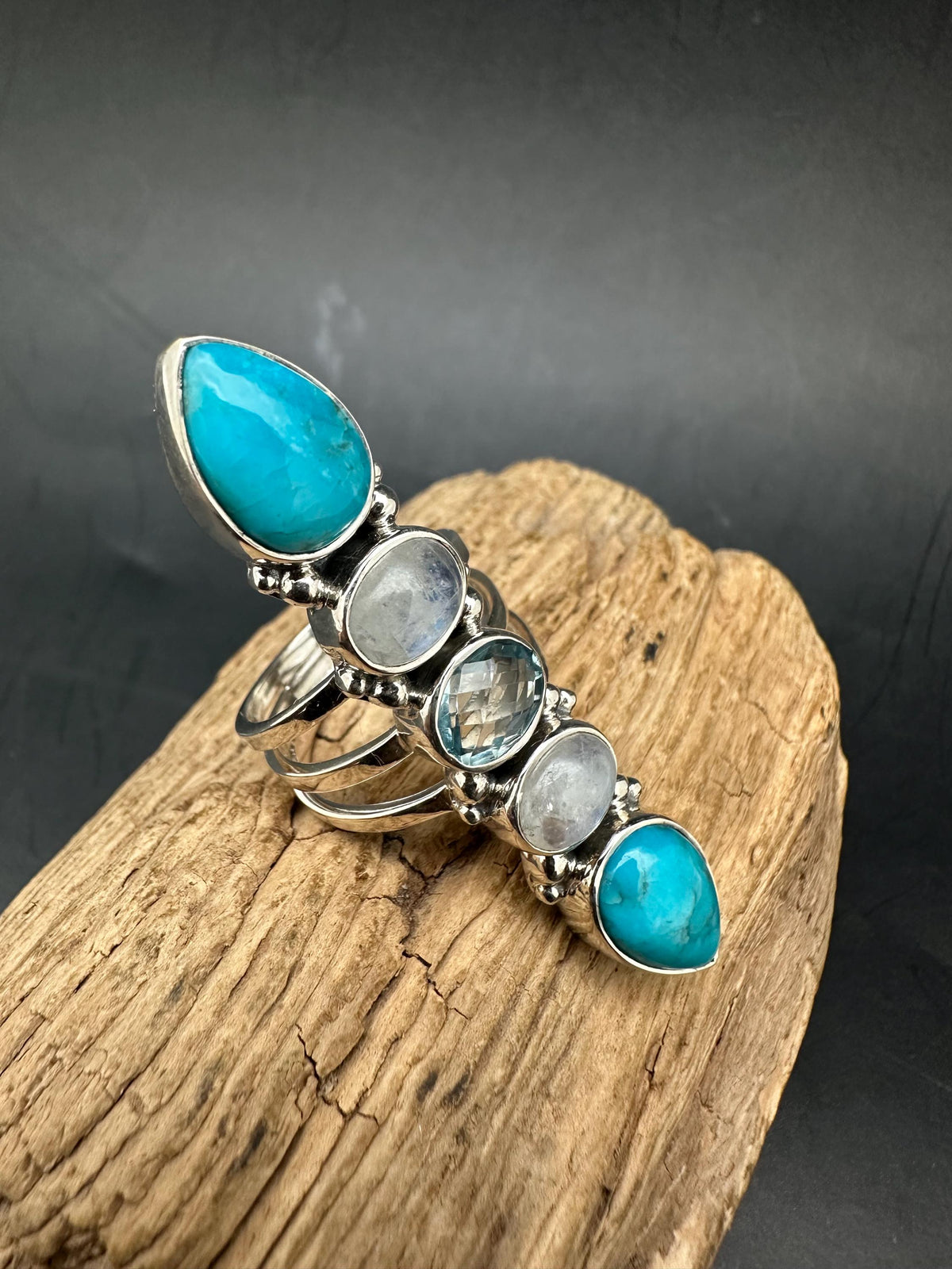 Master handcrafted turquoise with moon stone and topaz with. Sterling silver