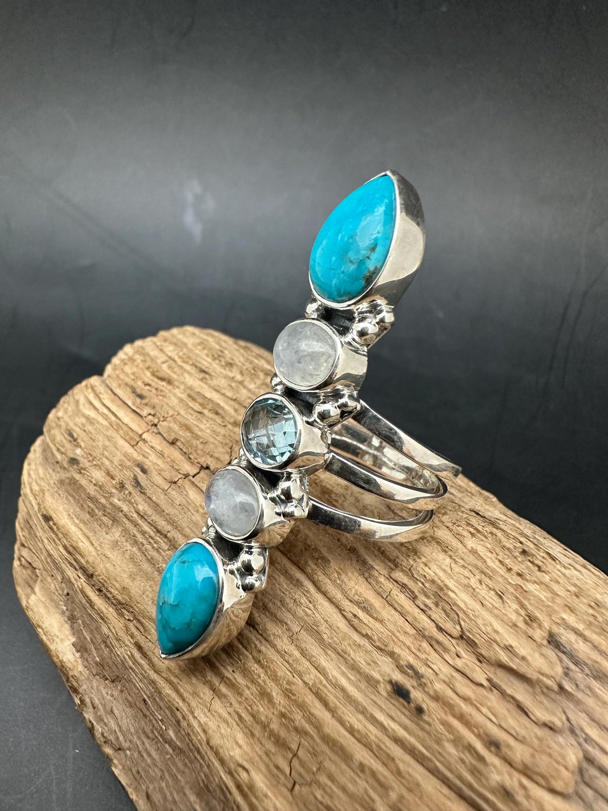 Master handcrafted turquoise with moon stone and topaz with. Sterling silver