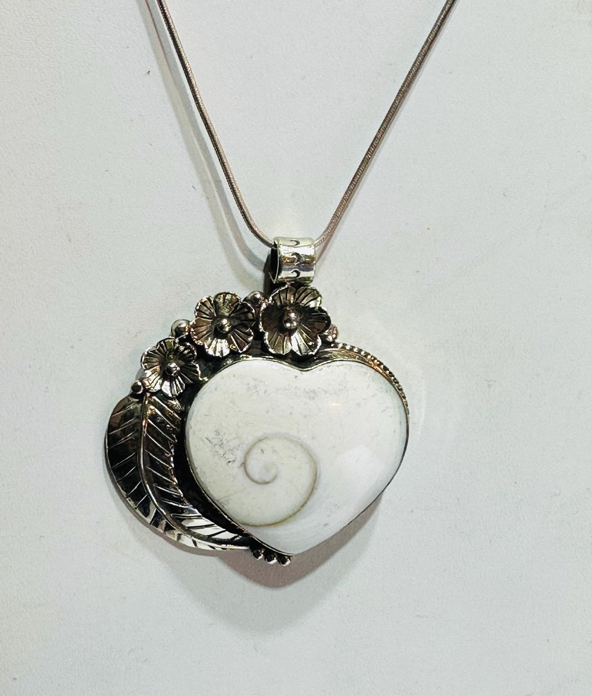 Carved Shiva Eye Heart Pendant, Tibetan Silver,handcrafted,Boho,Shell Heart Pendant ,floral pendant,
