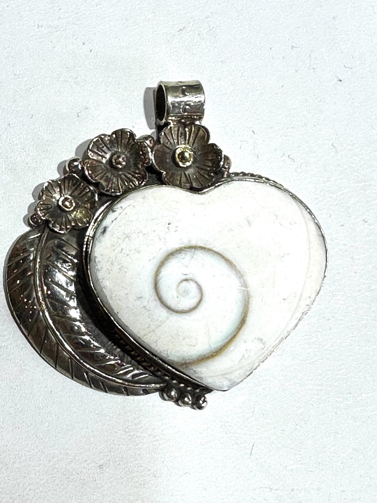 Carved Shiva Eye Heart Pendant, Tibetan Silver,handcrafted,Boho,Shell Heart Pendant ,floral pendant,