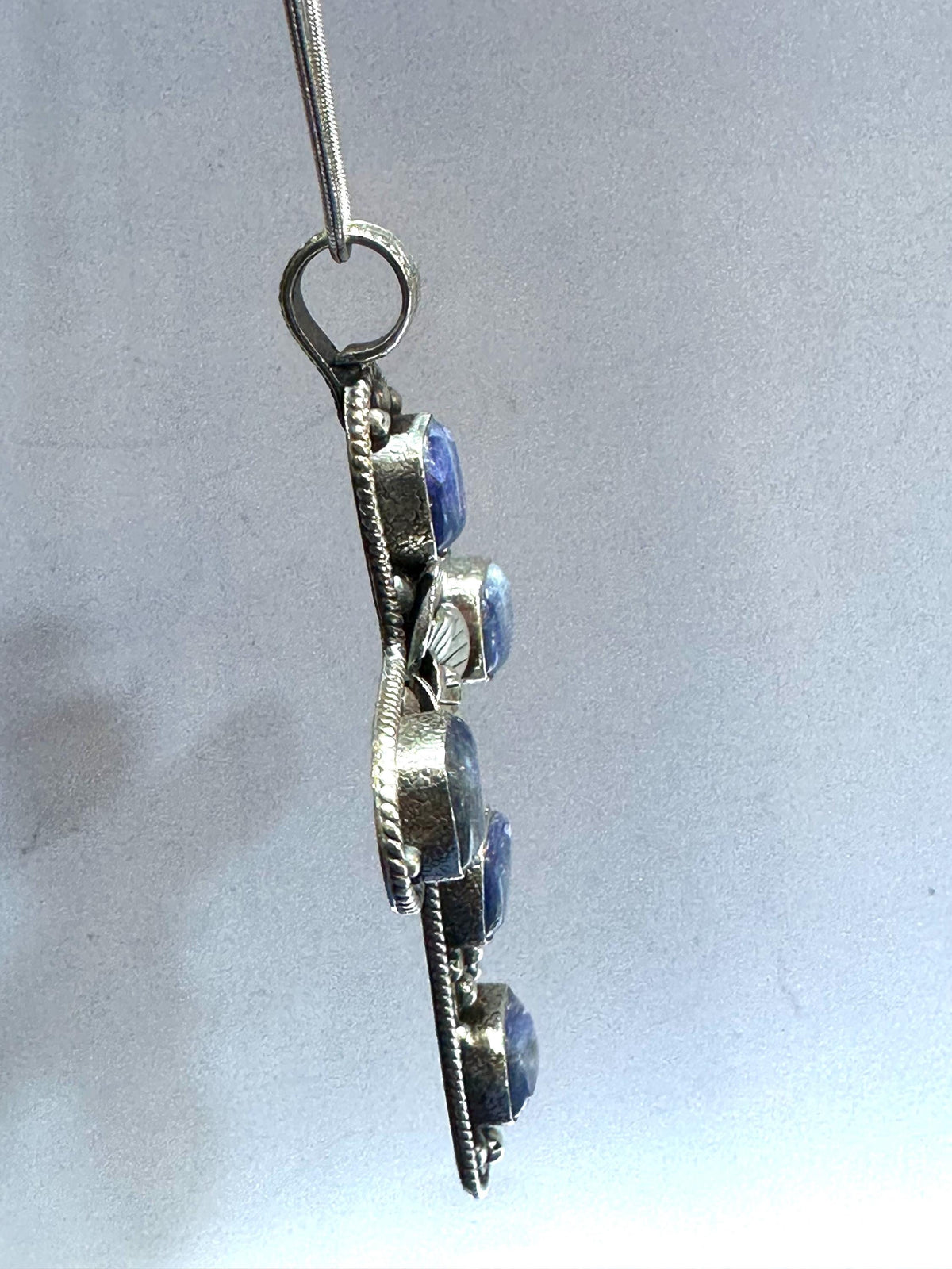 Kyanite pendant,cross pendant ,Tibetan silver,handcrafted,