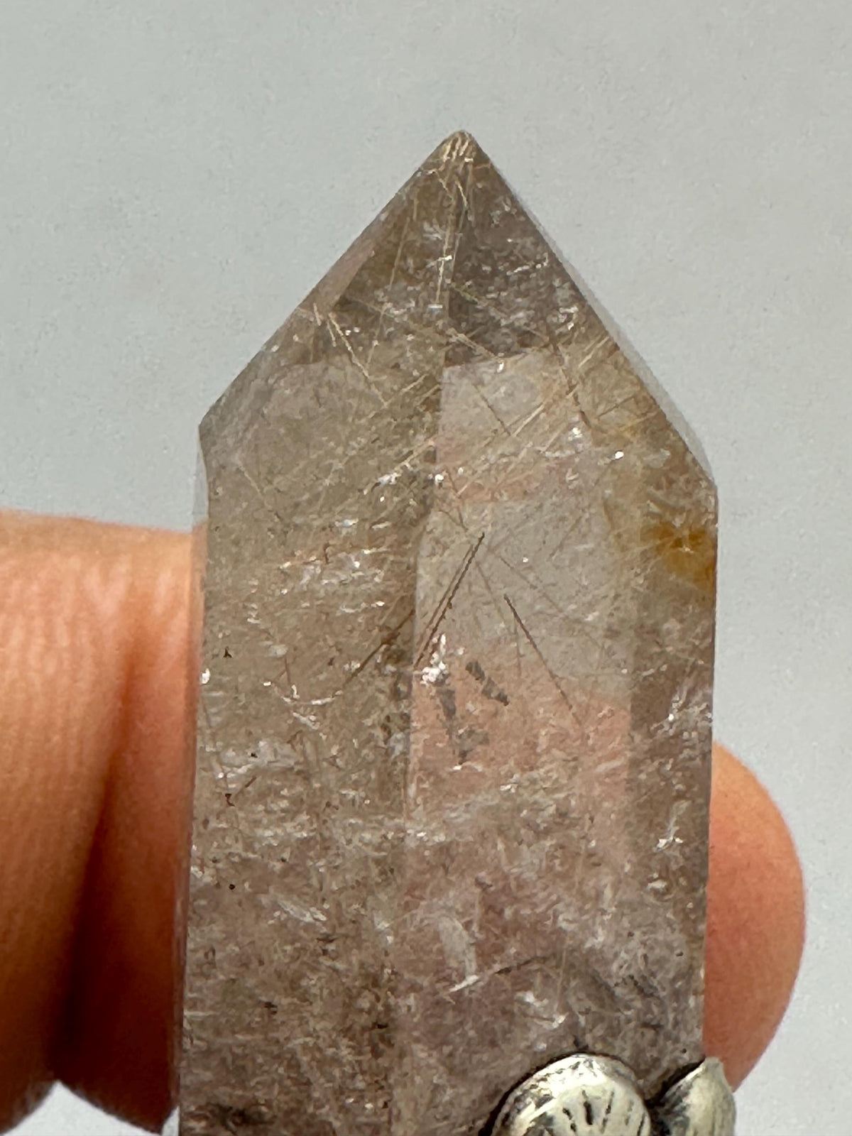 Golden Rutilated Smokey Quartz with labradorite Pendant, Tibetan Repousse Silver, Labradorite (32mmX62mm)