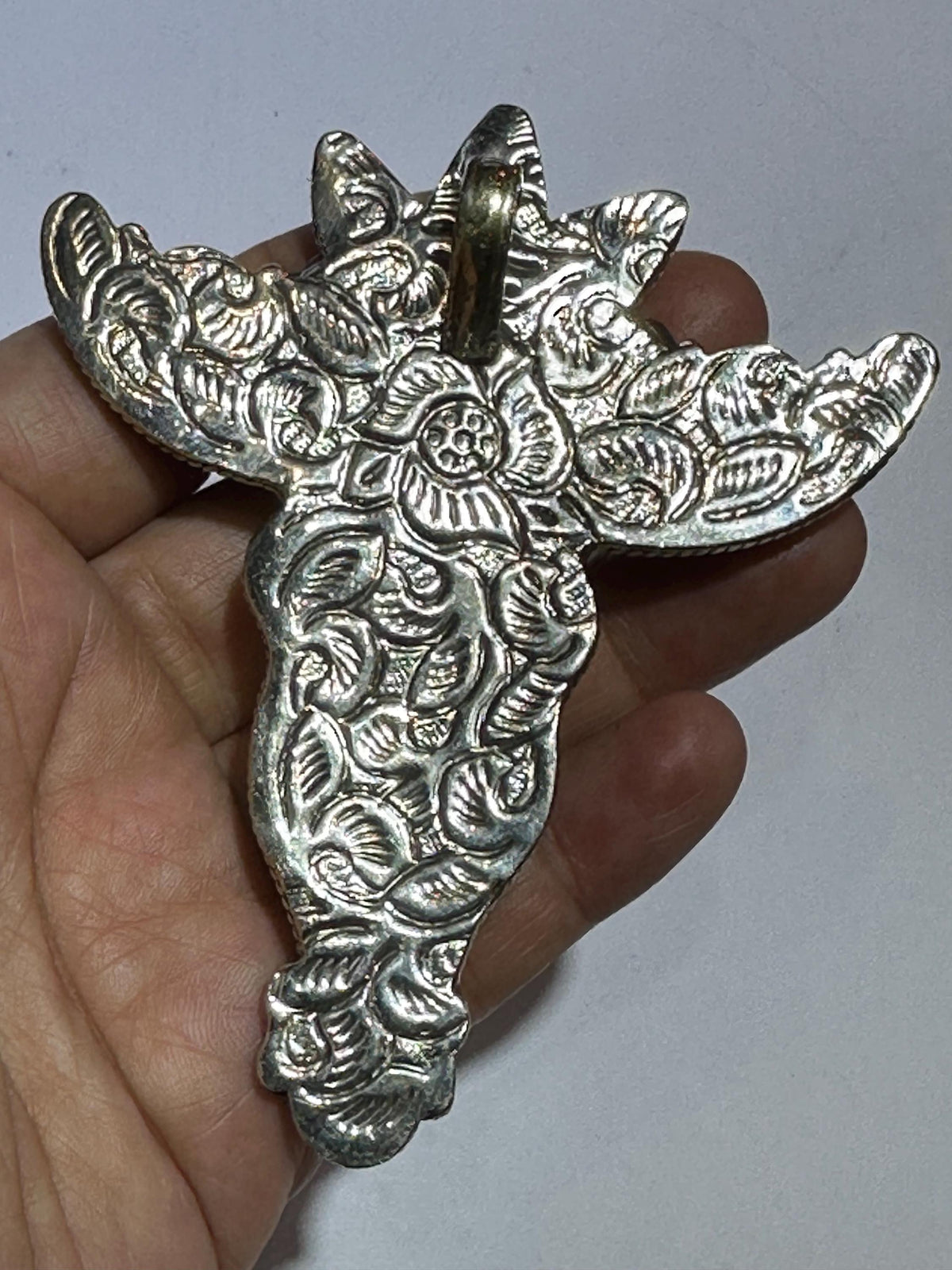 Bone carved bull head pendant, handcrafted, Tibetan silver,Turquoise,floral pendant