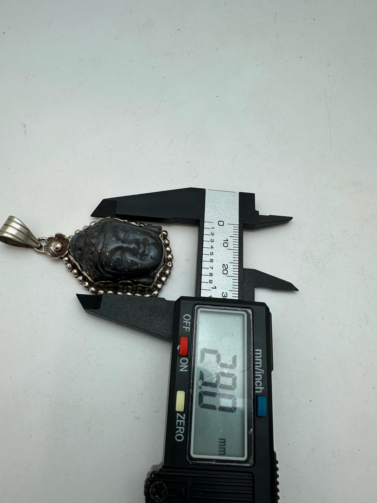Buddha pendant, labradorite carved, handcrafted,Tibetan silver,spiritual,meditation, amulet,58mmX29mm