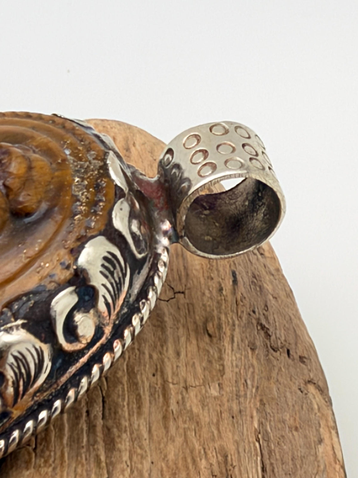 Tiger eye stone Buddha , master handcrafted with Tibetan silver