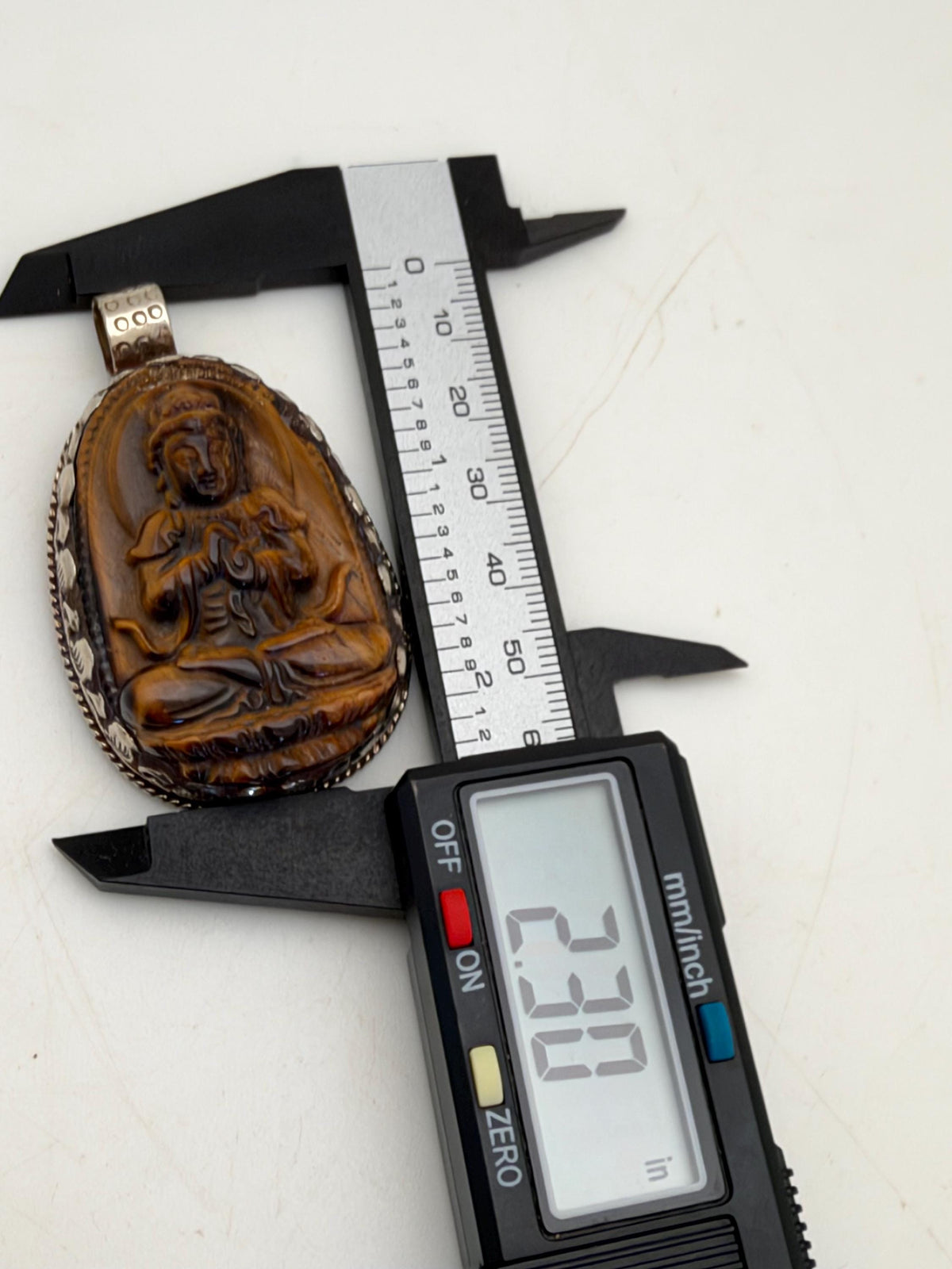Tiger eye stone Buddha , master handcrafted with Tibetan silver