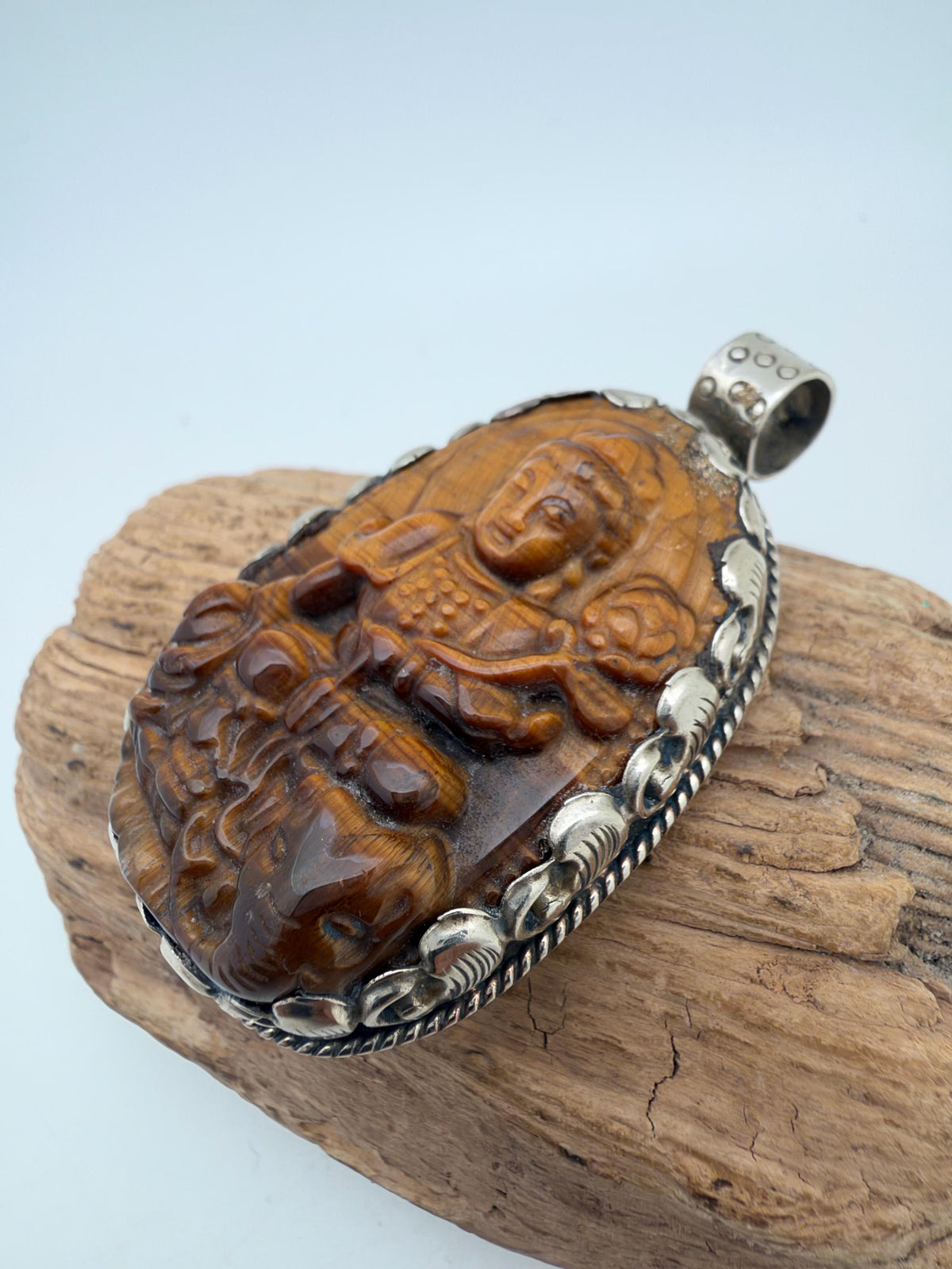 Tiger eye stone tara , master handcrafted with Tibetan silver