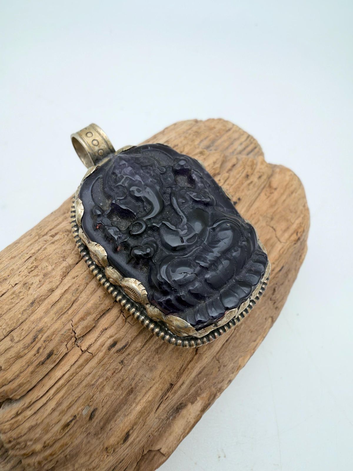 Amethyst ganesh, natural amethyst with Tibetan silver