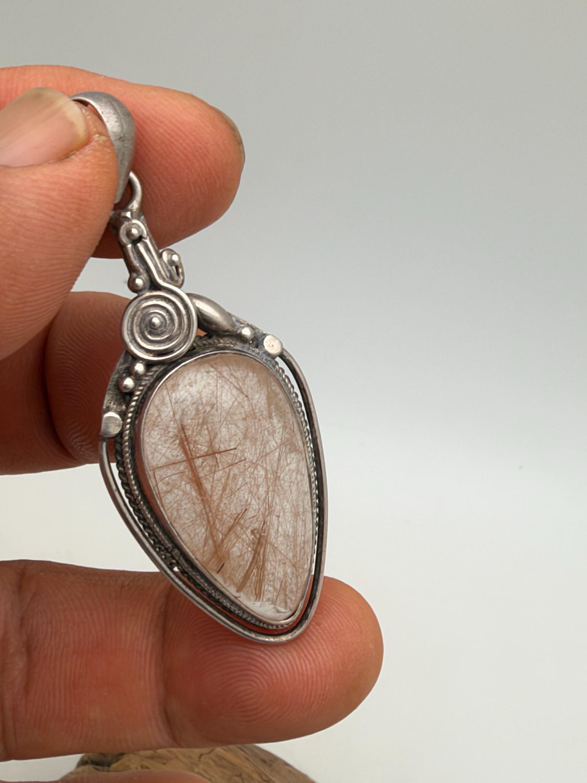 Rutilated pendant, sterling silver, natural crystal, healing stone