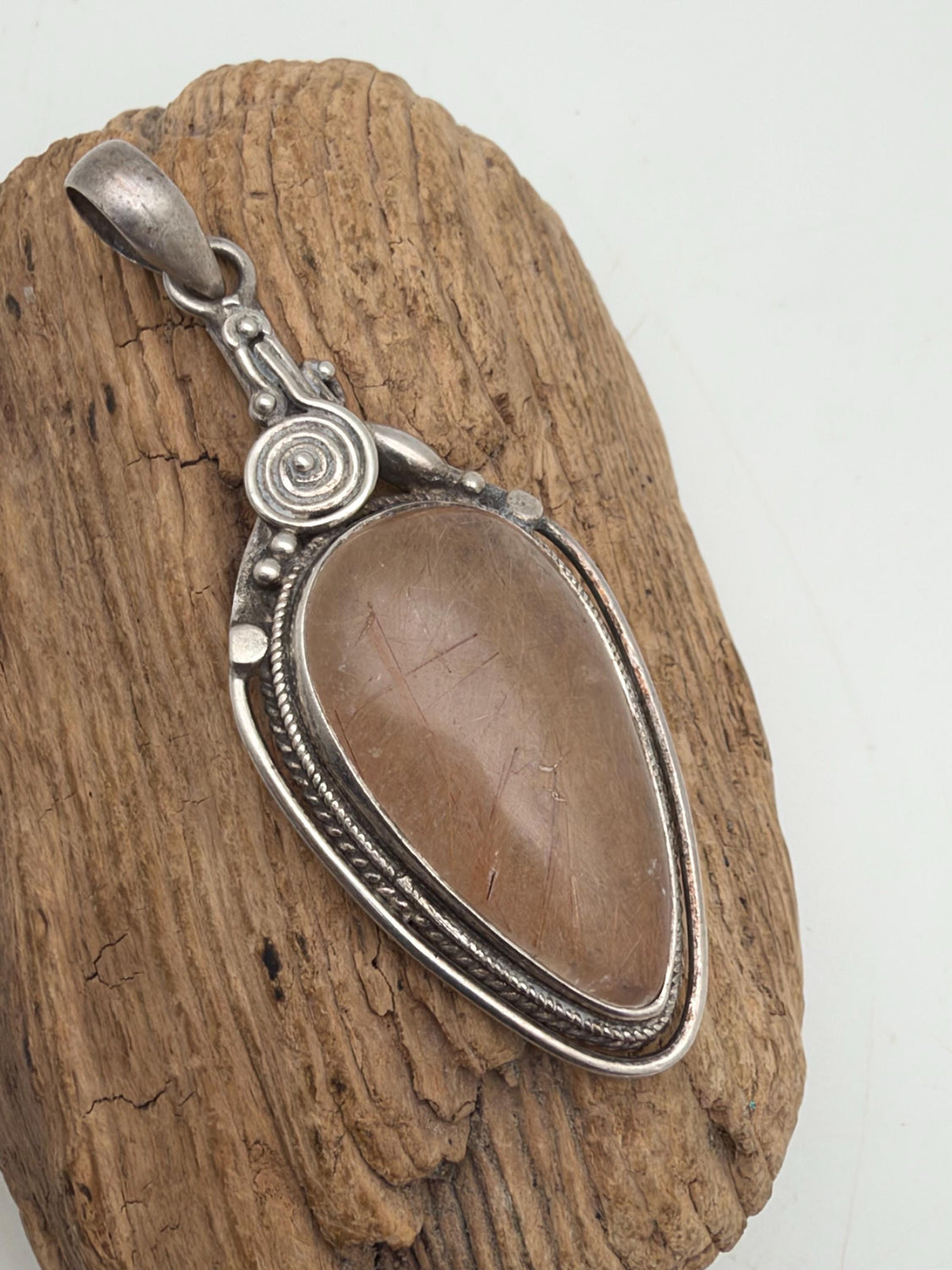 Rutilated pendant, sterling silver, natural crystal, healing stone