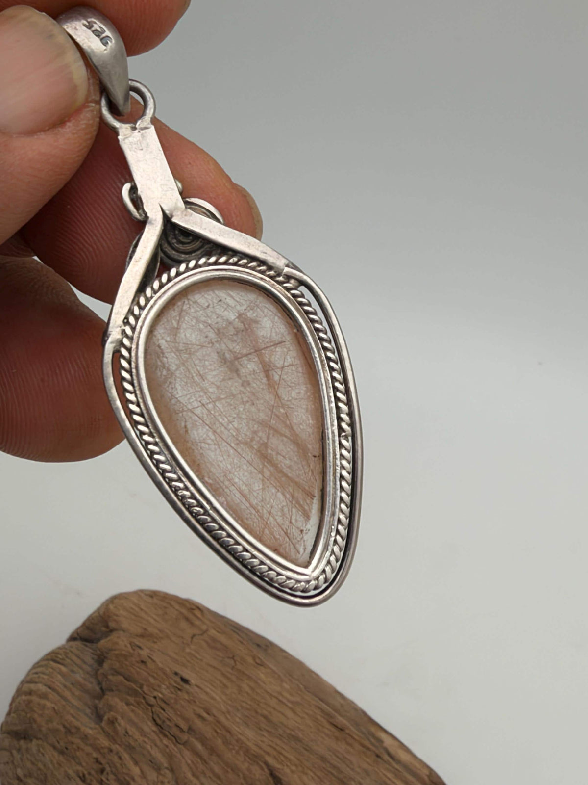 Rutilated pendant, sterling silver, natural crystal, healing stone