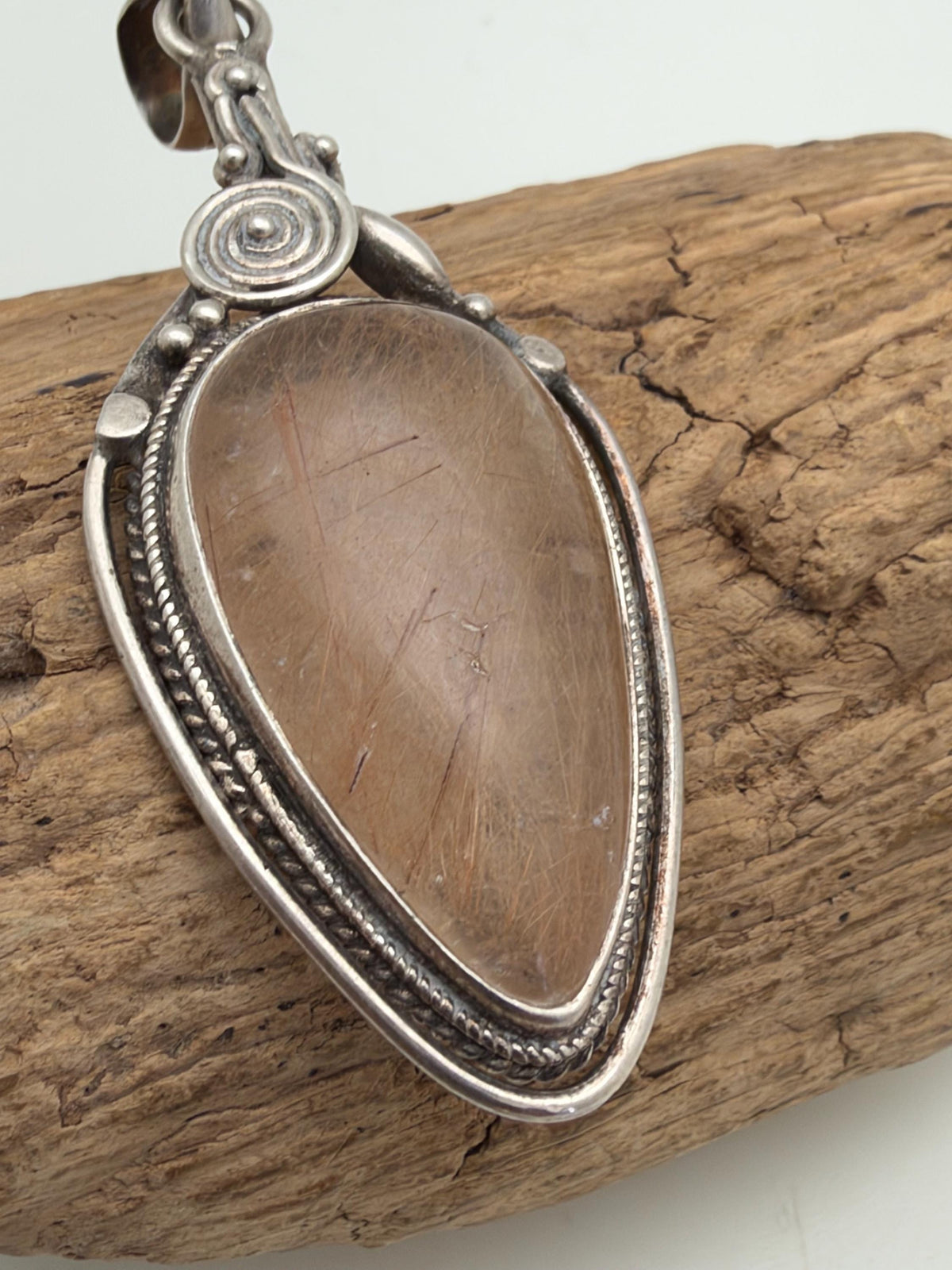 Rutilated pendant, sterling silver, natural crystal, healing stone