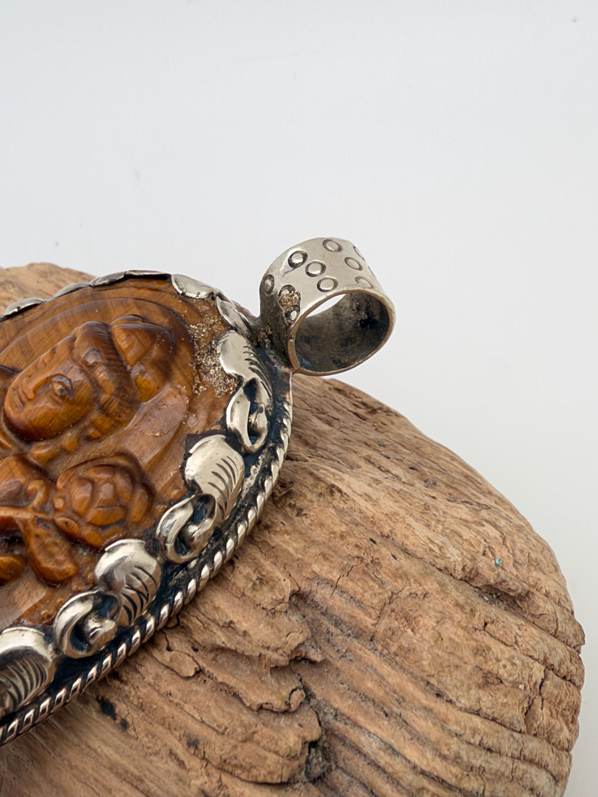 Tiger eye stone tara , master handcrafted with Tibetan silver