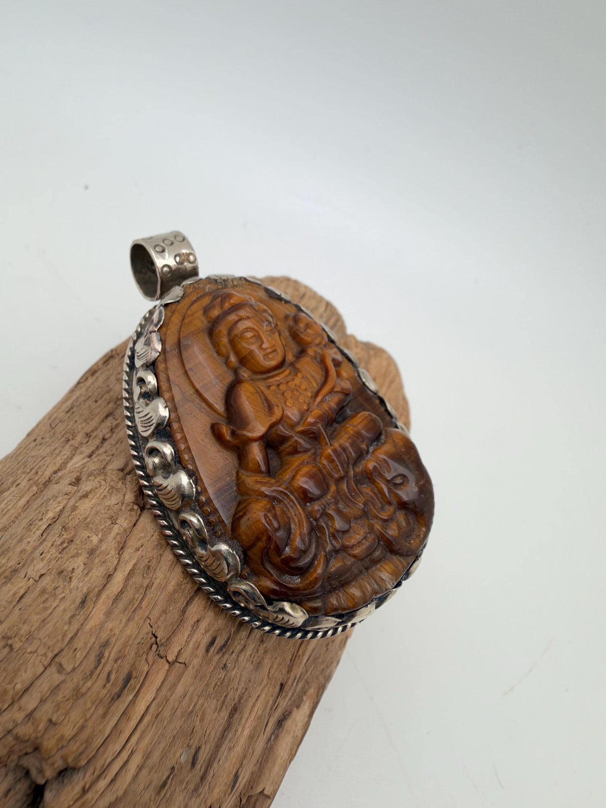 Tiger eye stone tara , master handcrafted with Tibetan silver