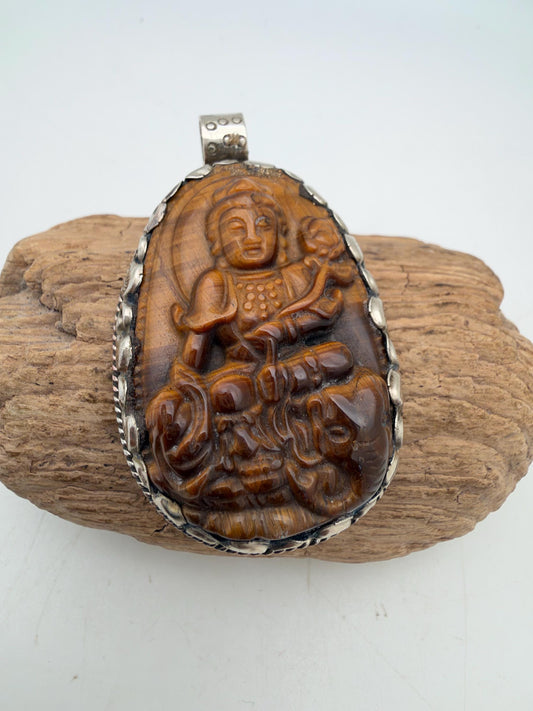 Tiger eye stone tara , master handcrafted with Tibetan silver