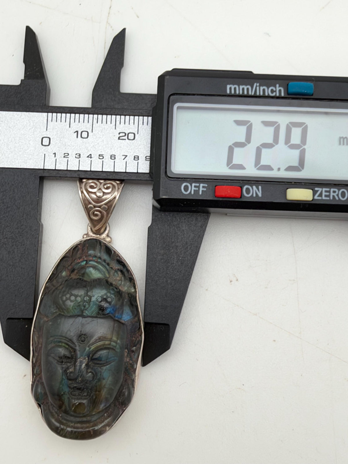 Labradorite Kwan Yin Pendant, Handcrafted, sterling silver