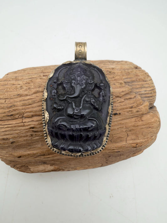 Amethyst ganesh, natural amethyst with Tibetan silver