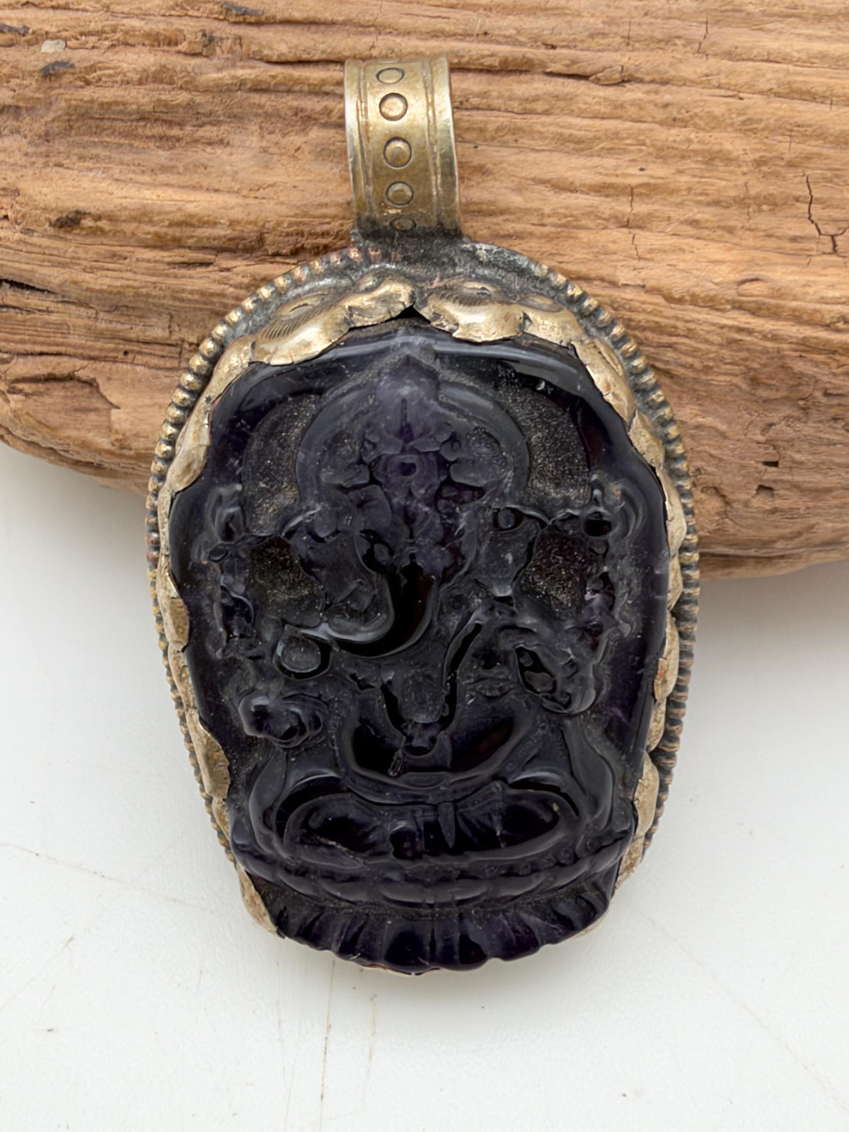 Amethyst ganesh, natural amethyst with Tibetan silver