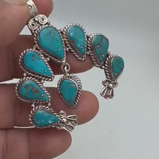turquoise horse shoe pendant, natural Himalayan turquoise, hand carved jewelry