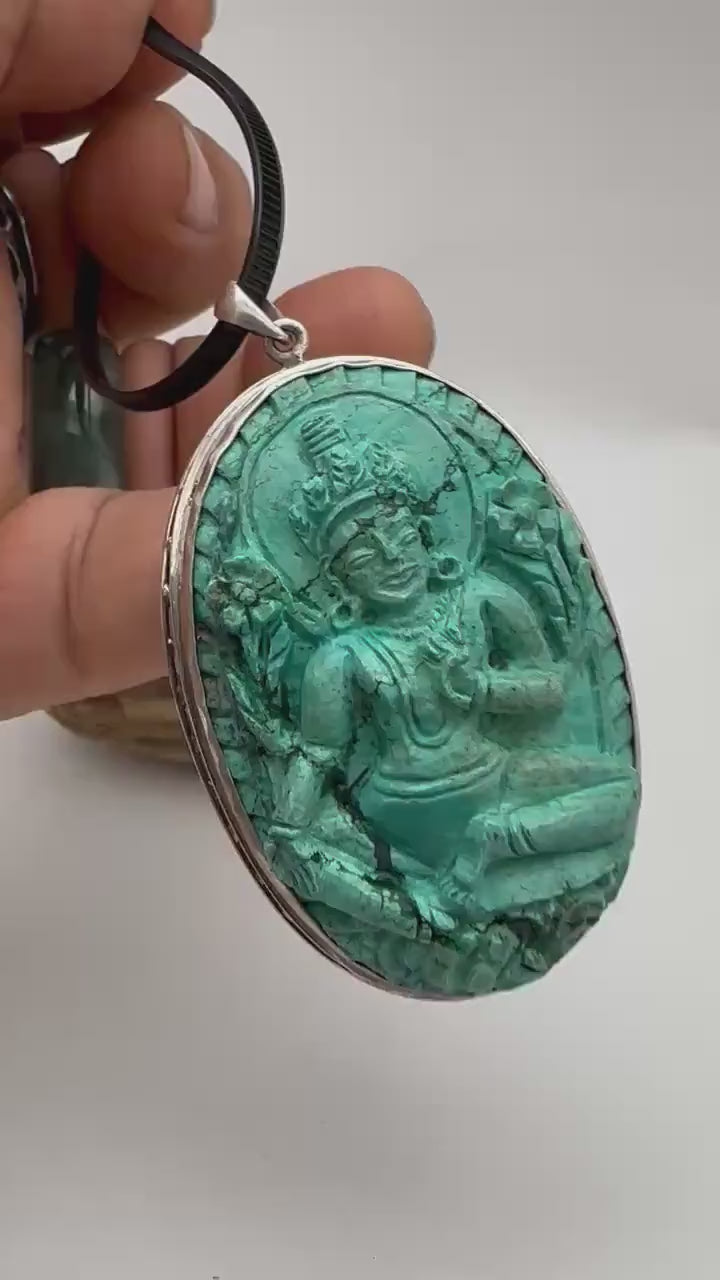 Green tara , untreated, Tibetan natural turquoise, 925 sterling silver master handcrafted from nepal
