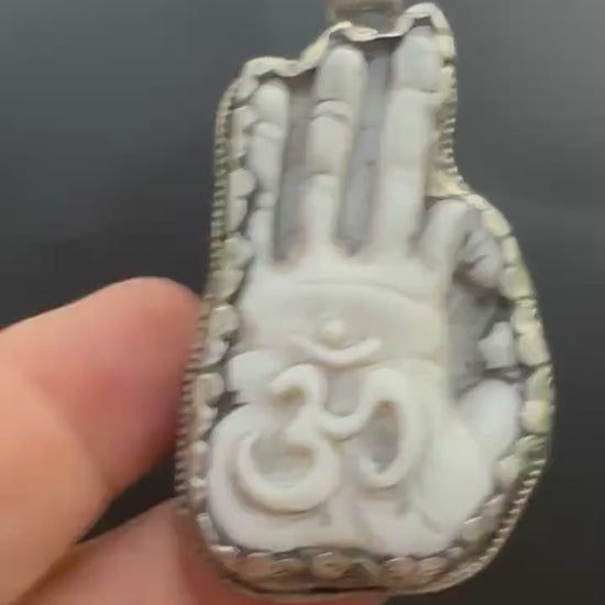 Buddha hand pendent, on mantra pendent, master handcrafted with yak bone