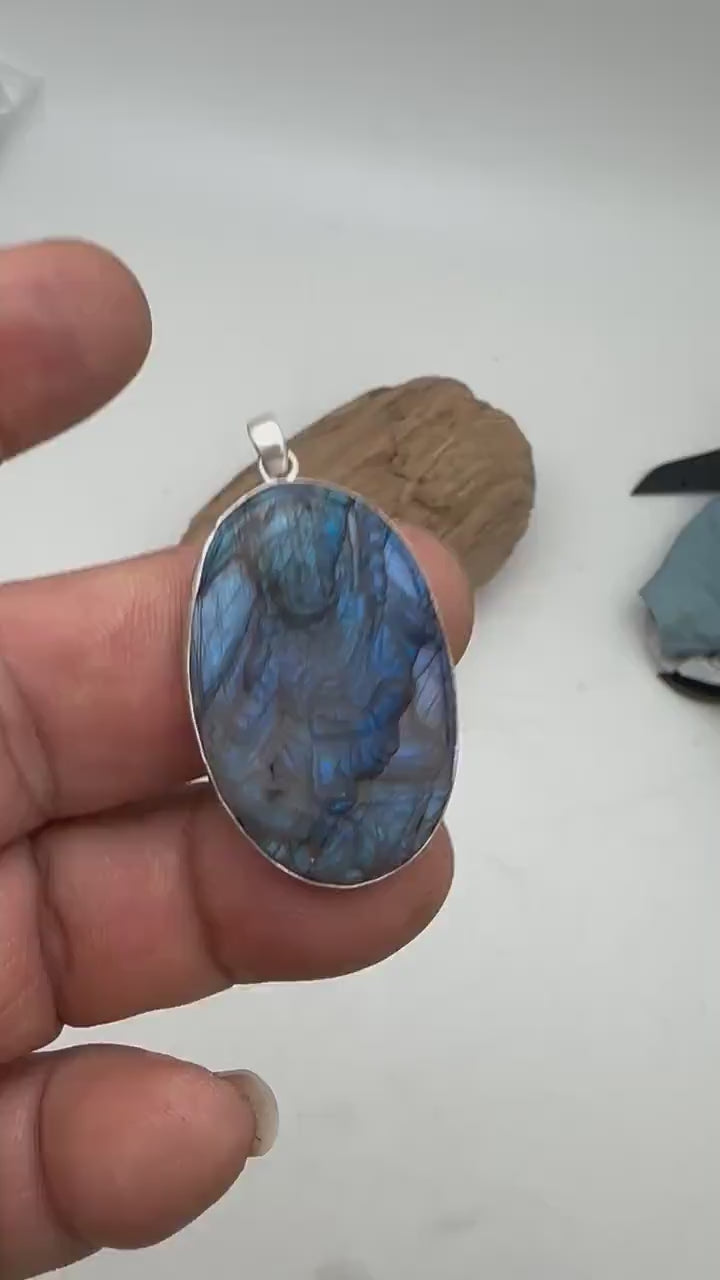Padma sambhava, guru rinpoche, master handcrafted labradorite, Buddhist amulet, sterling silver