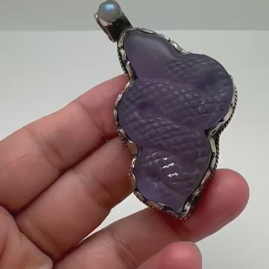 Snake pendant, fluorite  carved , handcrafted, Tibetan silver,labradorite,61.7mmX33.8mm