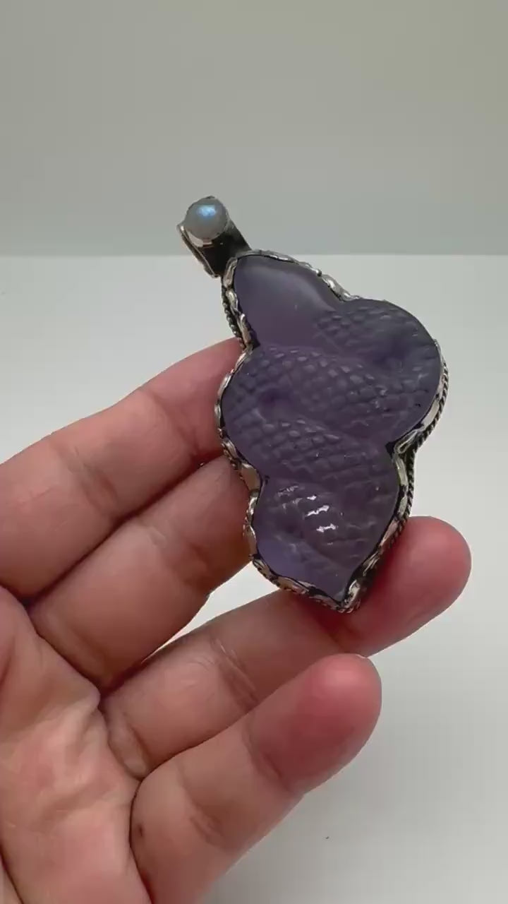 Snake pendant, fluorite  carved , handcrafted, Tibetan silver,labradorite,61.7mmX33.8mm