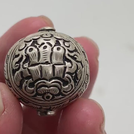 Handcrafted Repousse Sterling Silver Bead - Ethnic Style