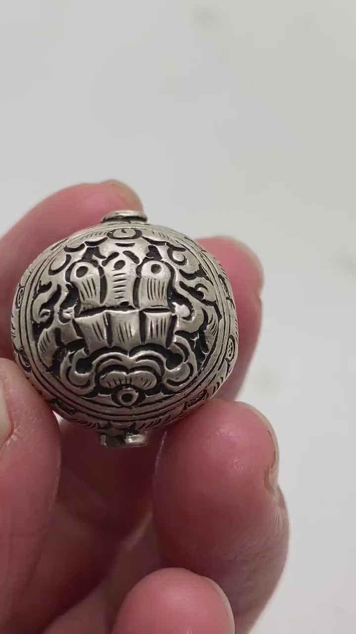 Handcrafted Repousse Sterling Silver Bead - Ethnic Style