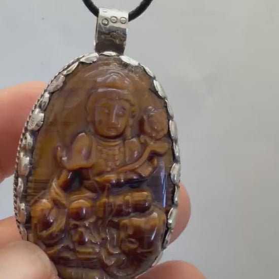 Tiger eye stone tara , master handcrafted with Tibetan silver