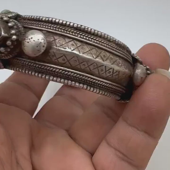 Tibetan bangle, ethnic Tibetan jewelry, sterling silver bangle,