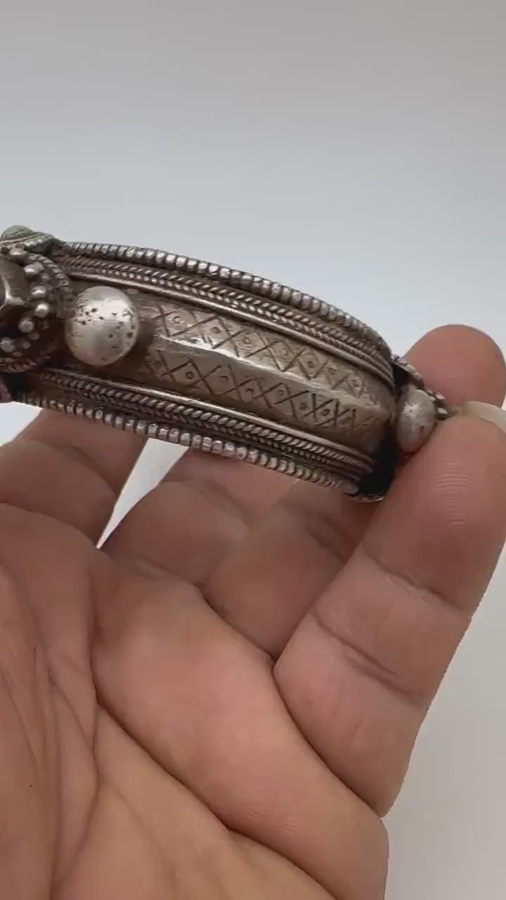 Tibetan bangle, ethnic Tibetan jewelry, sterling silver bangle,
