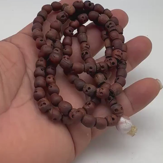 wooden skull mala, master handcrafted from nepal