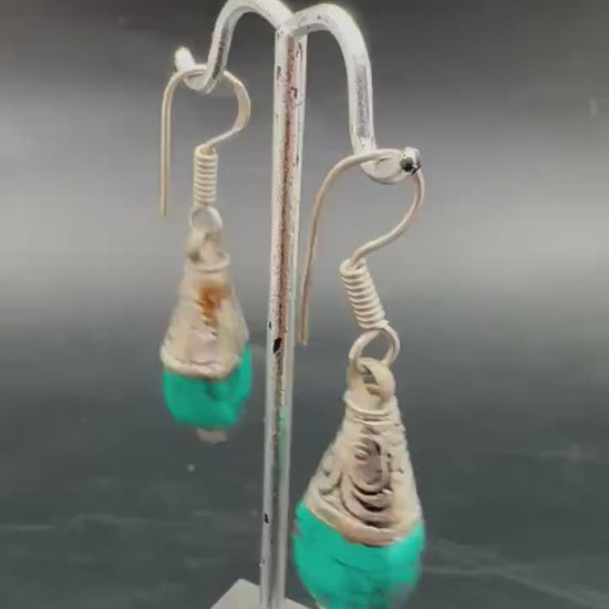 Tibetan Turquoise Earrings,raditional Ethnic Jewelry