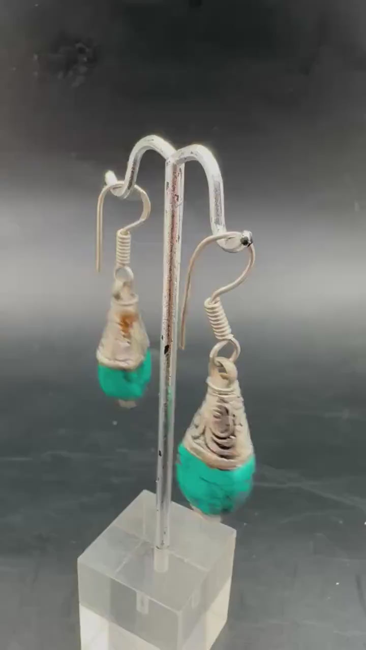Tibetan Turquoise Earrings,raditional Ethnic Jewelry